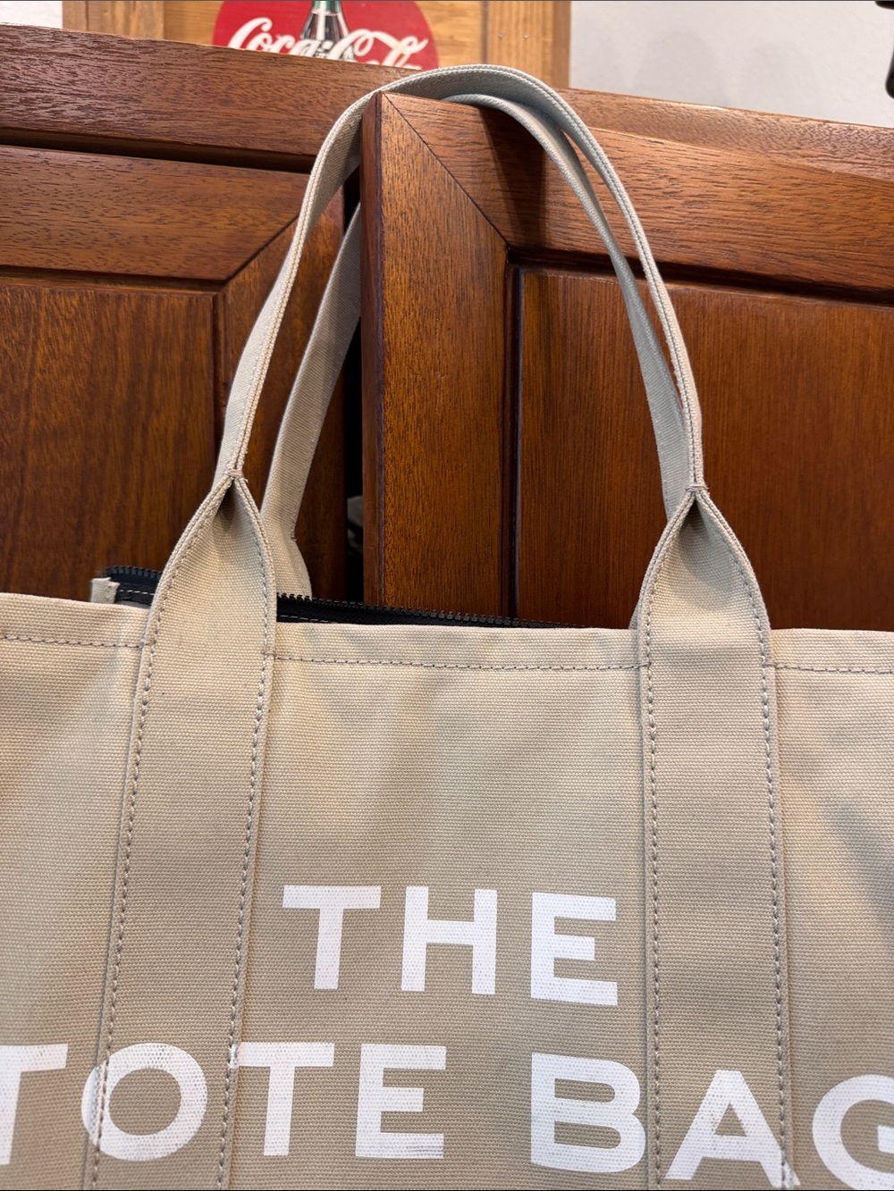 Marc Jacobs Canvas Tote Bag in Beige with White Logo - Picture 4 of 16